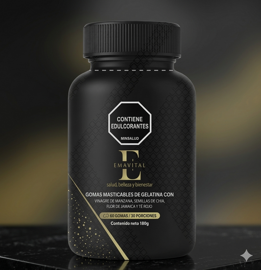 Gomitas de Vinagre de Manzana con Semillas de Chía y Flor de Jamaica 60 Gomas | Con Omega 3 Natural Sin Azúcar Añadida