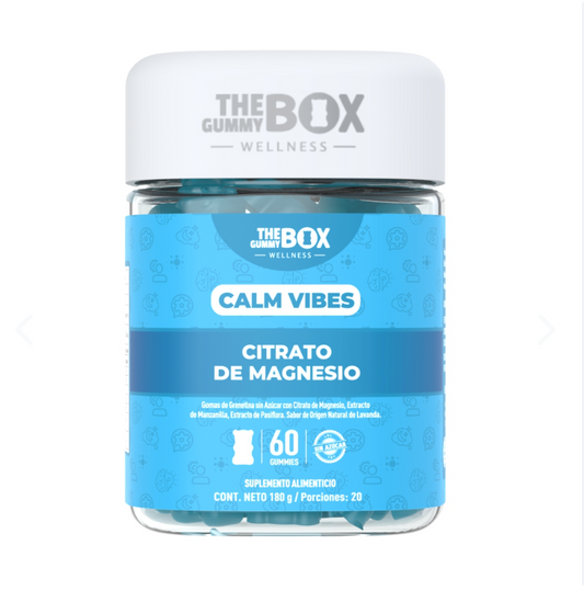 Calm Vibes Gomitas de Citrato de Magnesio 60 pzas | Suplemento de Magnesio Sabor Lavanda para Rutina Nocturna
