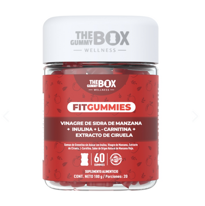 FitGummies Gomitas de Vinagre de Manzana con L-Carnitina 60 pzas | Con Inulina y Extracto de Ciruela Sabor Cereza