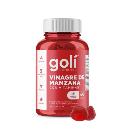 Goli ACV Gomitas Originales de Vinagre de Manzana con Vitamina B12 y B9 60 Gomas | Veganas Sin Gluten Sin Gelatina Sin OGM Certificadas