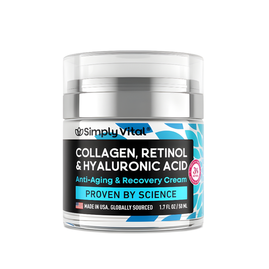 SimplyVital Crema Facial con Retinol, Colágeno y Ácido Hialurónico 50ml | Crema Hidratante Antiedad Sin Parabenos Hipoalergénica Uso Día y Noche