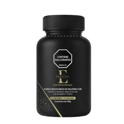 Gomitas de Vinagre de Manzana con Semillas de Chía y Flor de Jamaica 60 Gomas | Con Omega 3 Natural Sin Azúcar Añadida