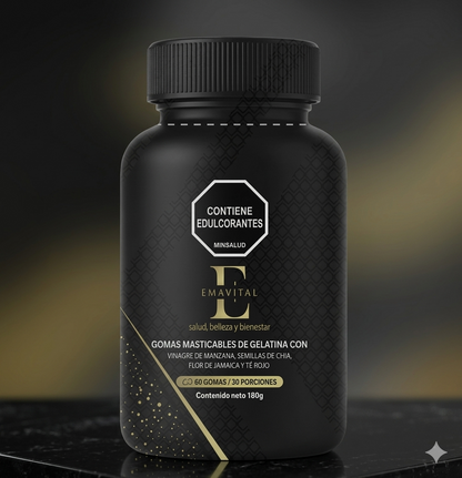 Gomitas de Vinagre de Manzana con Semillas de Chía y Flor de Jamaica 60 Gomas | Con Omega 3 Natural Sin Azúcar Añadida