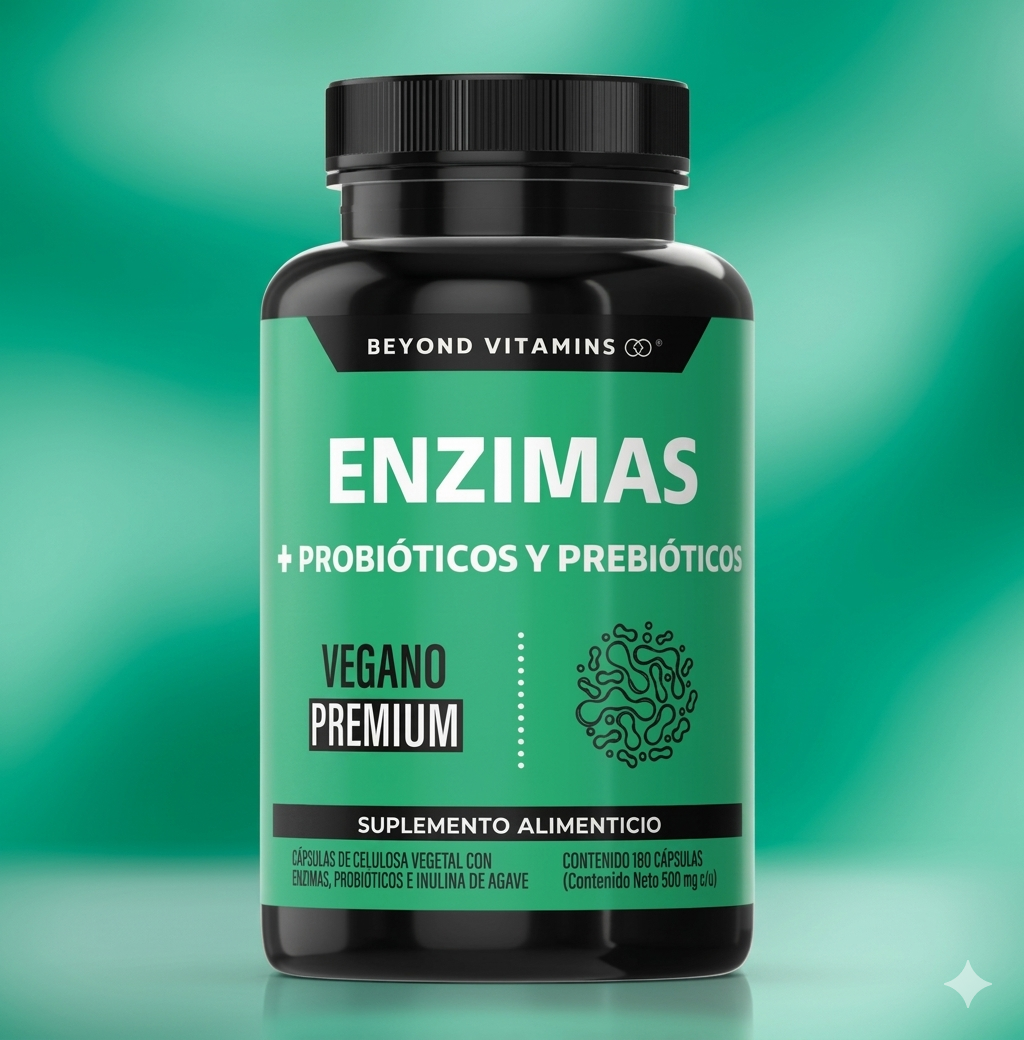 Enzimas Digestivas con Probióticos 180 Cápsulas | Bromelina, Papaína, Lactasa, Proteasa, Lipasa, Celulasa y Lactobacillus Acidophilus